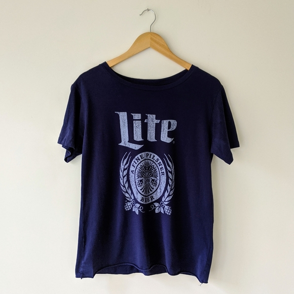 🌼 Recycled Karma Miller Lite Beer Graphic Tee in Navy, XS NWT - Picture 2 of 5